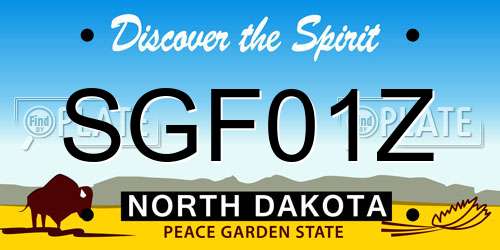 SGF01Z North Dakota License Plate