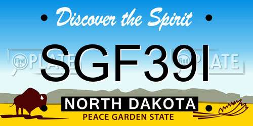 SGF39I North Dakota License Plate