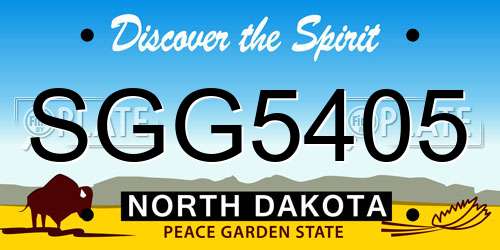 SGG5405 North Dakota License Plate
