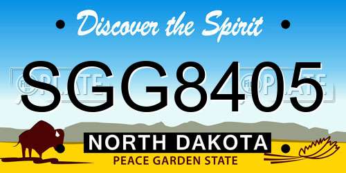 SGG8405 North Dakota License Plate
