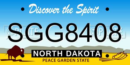 SGG8408 North Dakota License Plate