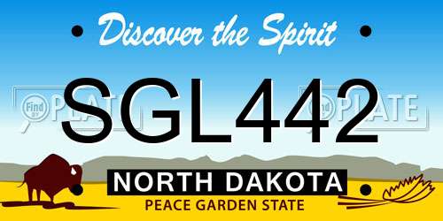 SGL442 North Dakota License Plate