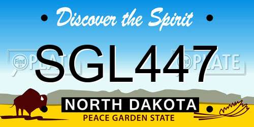 SGL447 North Dakota License Plate