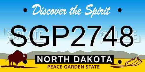 SGP2748 North Dakota License Plate