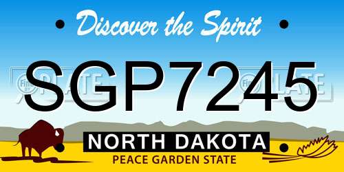 SGP7245 North Dakota License Plate