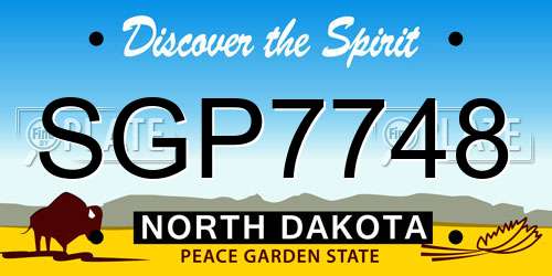 SGP7748 North Dakota License Plate