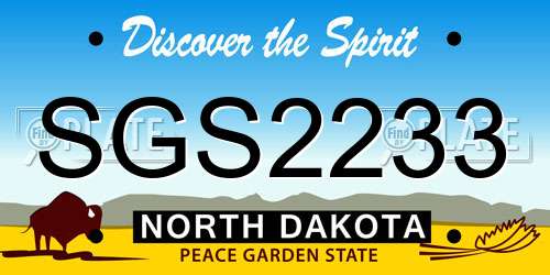 SGS2233 North Dakota License Plate