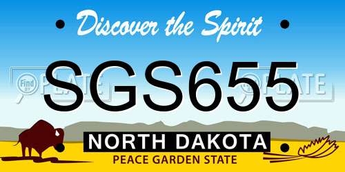 SGS655 North Dakota License Plate