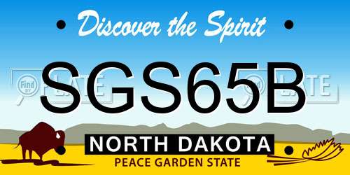 SGS65B North Dakota License Plate