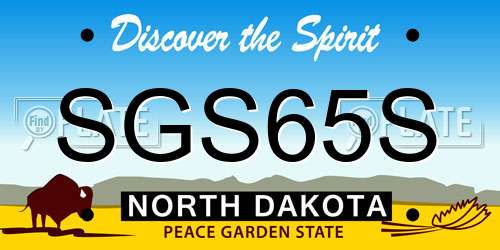 SGS65S North Dakota License Plate