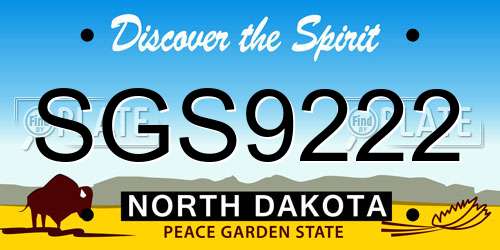 SGS9222 North Dakota License Plate