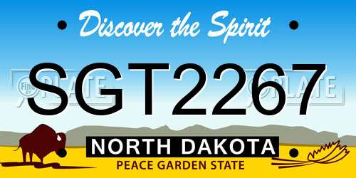 SGT2267 North Dakota License Plate