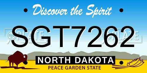 SGT7262 North Dakota License Plate