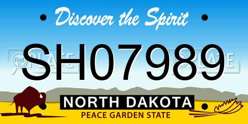SH07989 North Dakota License Plate