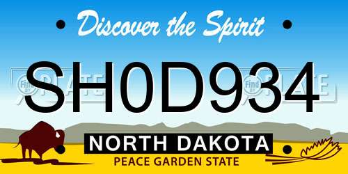 SH0D934 North Dakota License Plate