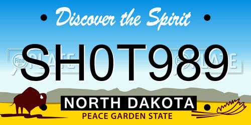 SH0T989 North Dakota License Plate