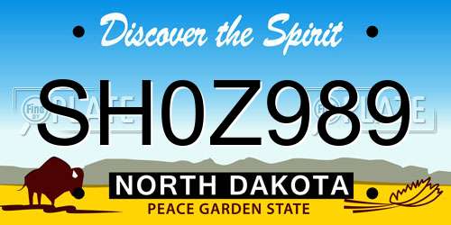 SH0Z989 North Dakota License Plate
