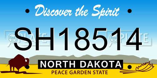 SH18514 North Dakota License Plate