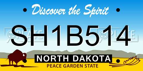 SH1B514 North Dakota License Plate
