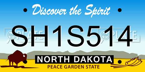 SH1S514 North Dakota License Plate