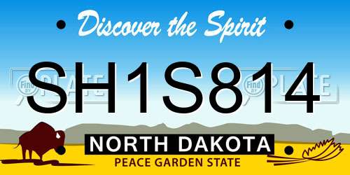 SH1S814 North Dakota License Plate