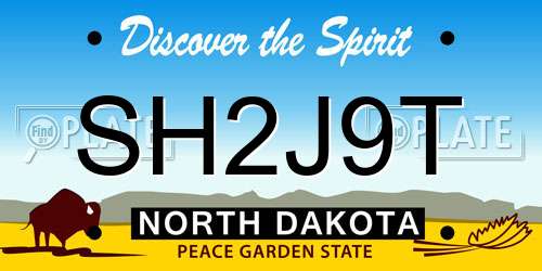 SH2J9T North Dakota License Plate