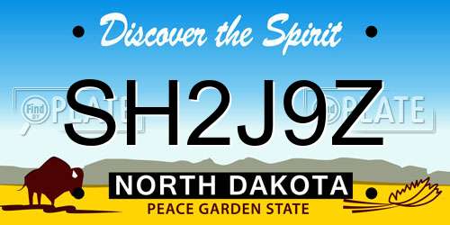 SH2J9Z North Dakota License Plate