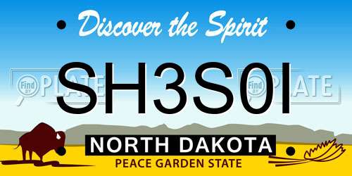 SH3S0I North Dakota License Plate