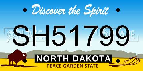 SH51799 North Dakota License Plate
