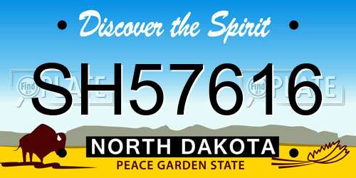 SH57616 North Dakota License Plate