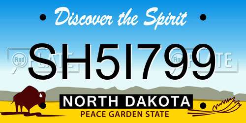 SH5I799 North Dakota License Plate