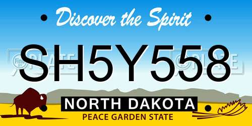 SH5Y558 North Dakota License Plate