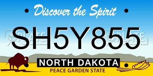 SH5Y855 North Dakota License Plate