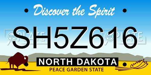 SH5Z616 North Dakota License Plate