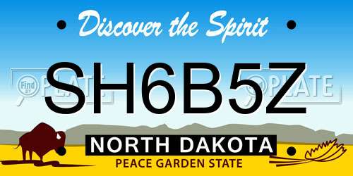 SH6B5Z North Dakota License Plate
