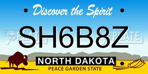 SH6B8Z North Dakota License Plate
