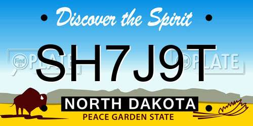 SH7J9T North Dakota License Plate