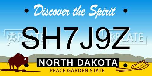 SH7J9Z North Dakota License Plate