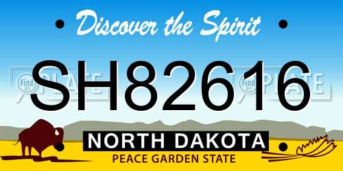SH82616 North Dakota License Plate
