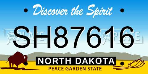 SH87616 North Dakota License Plate