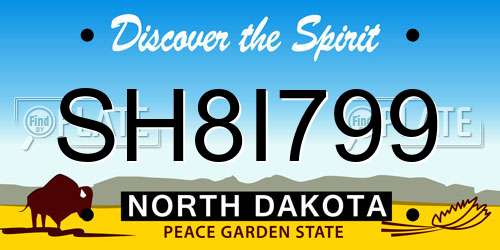 SH8I799 North Dakota License Plate