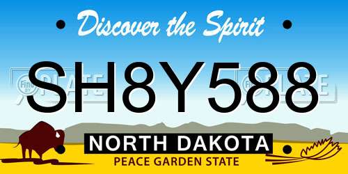 SH8Y588 North Dakota License Plate