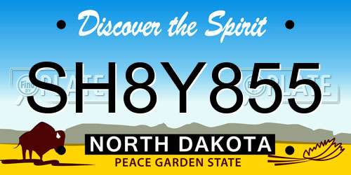 SH8Y855 North Dakota License Plate