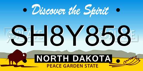 SH8Y858 North Dakota License Plate