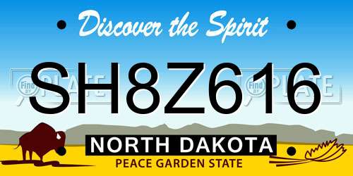SH8Z616 North Dakota License Plate