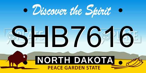 SHB7616 North Dakota License Plate