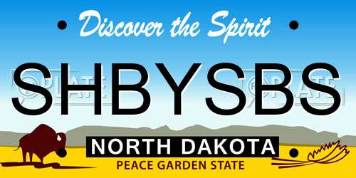 SHBYSBS North Dakota License Plate