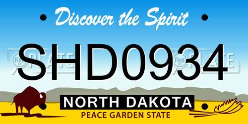 SHD0934 North Dakota License Plate