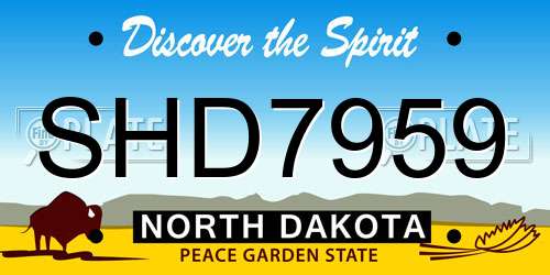 SHD7959 North Dakota License Plate