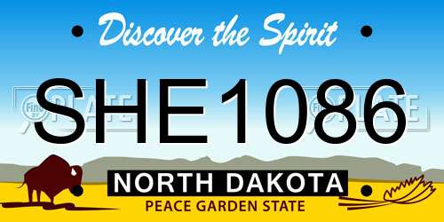 SHE1086 North Dakota License Plate